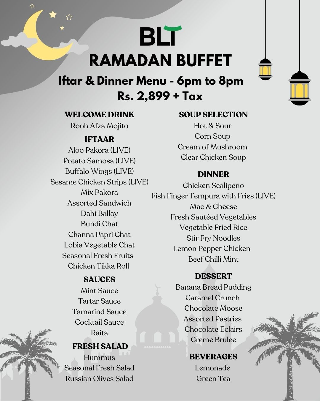 Best Sehri and Iftar + Dinner in Rawalpindi and Islamabad - BLT ISB Best Sehri and Iftar + Dinner in Rawalpindi and Islamabad - BLT ISB